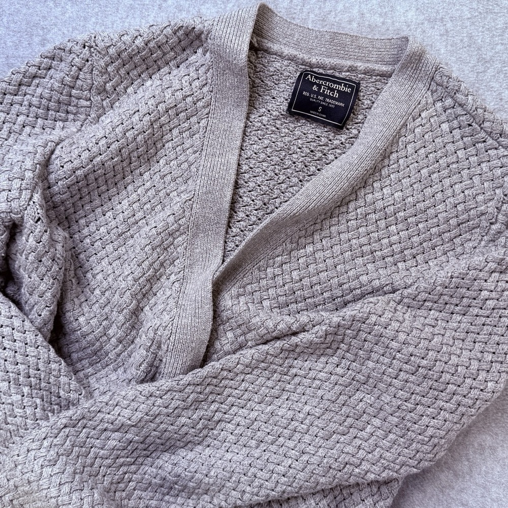 Abercrombie & Fitch Cable Knit Open Front Cardigan Sweater‎ Long | Sz S